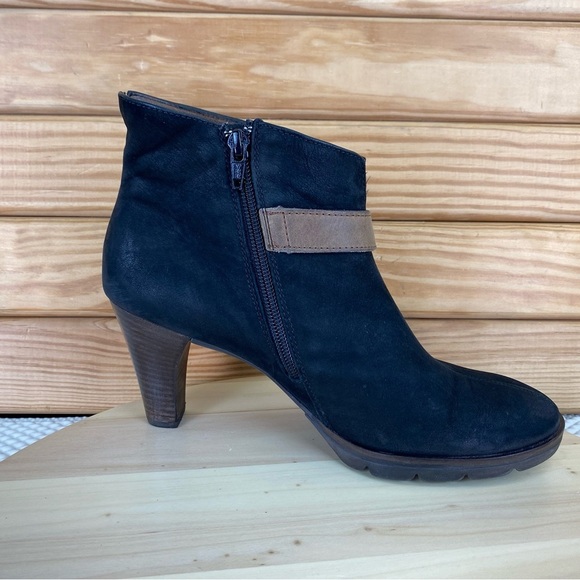 Paul Green Munchen Black Nubuck Leather Side Zip Ankle Boots High Heel Booties - Picture 9 of 13